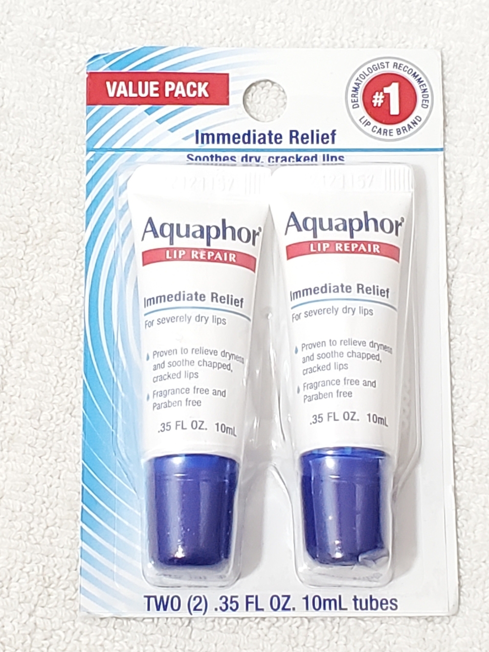 Aquaphor Lip Repair Immediate Relief Value Pack - White Tubes with Blue Caps